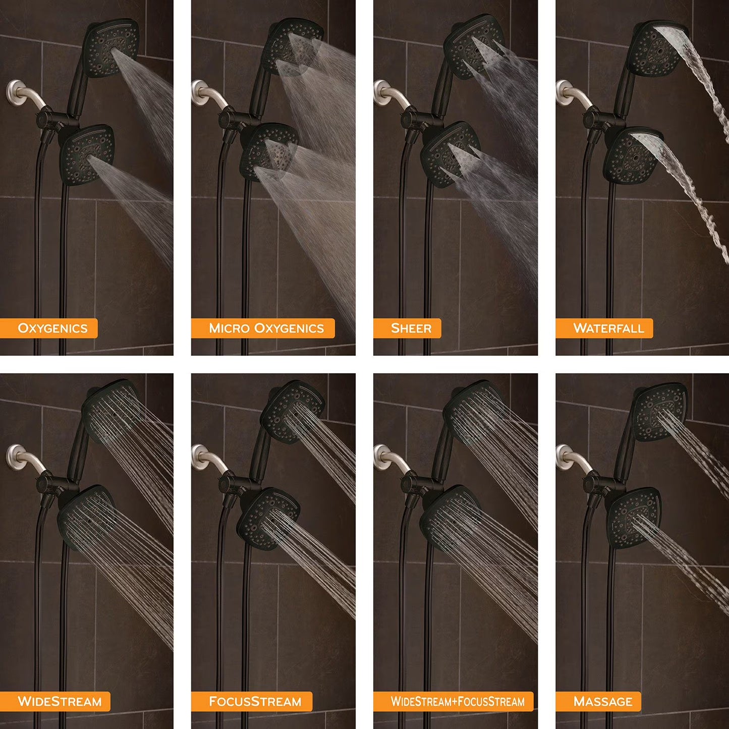 Oxygenics Arc 80-Setting Combo Shower Head, Various Finishes