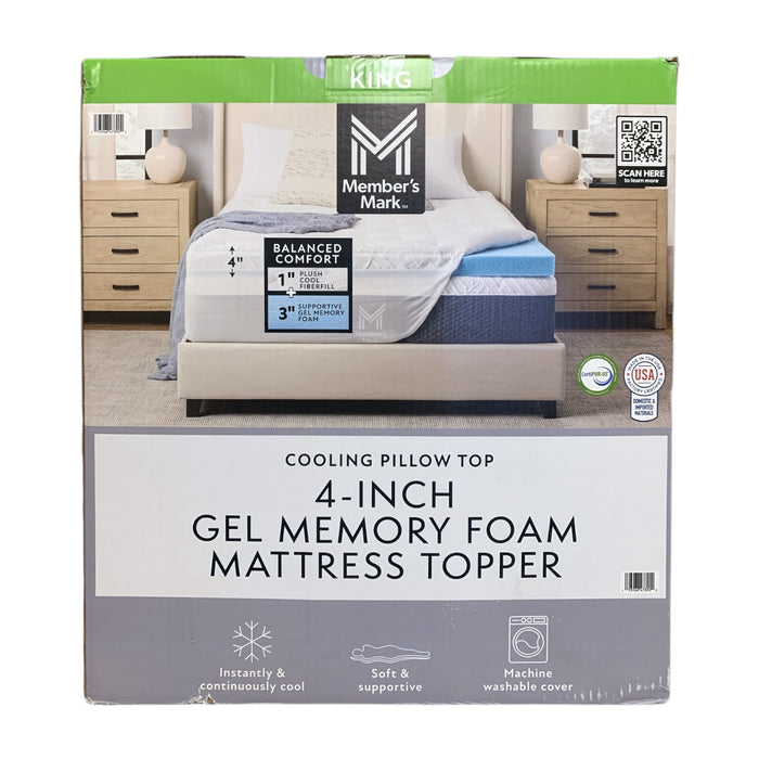 Member's Mark Cooling Pillow Top 4-Inch Gel Memory Foam Mattress Topper (King) - Bellso