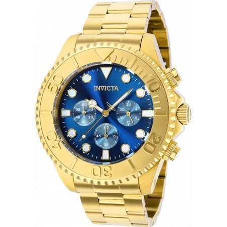 Invicta Men's 36974 Pro Diver Quartz Chronograph Dark Blue Dial Watch - Gold - Bellso