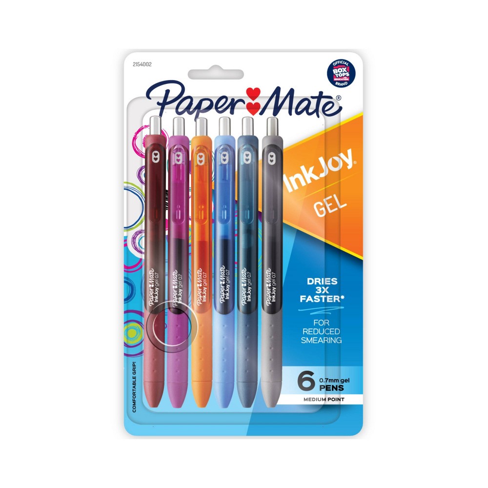 Paper Mate Ink Joy 6pk Gel Pens 0.7mm Medium Tip Bold Colors - Bellso
