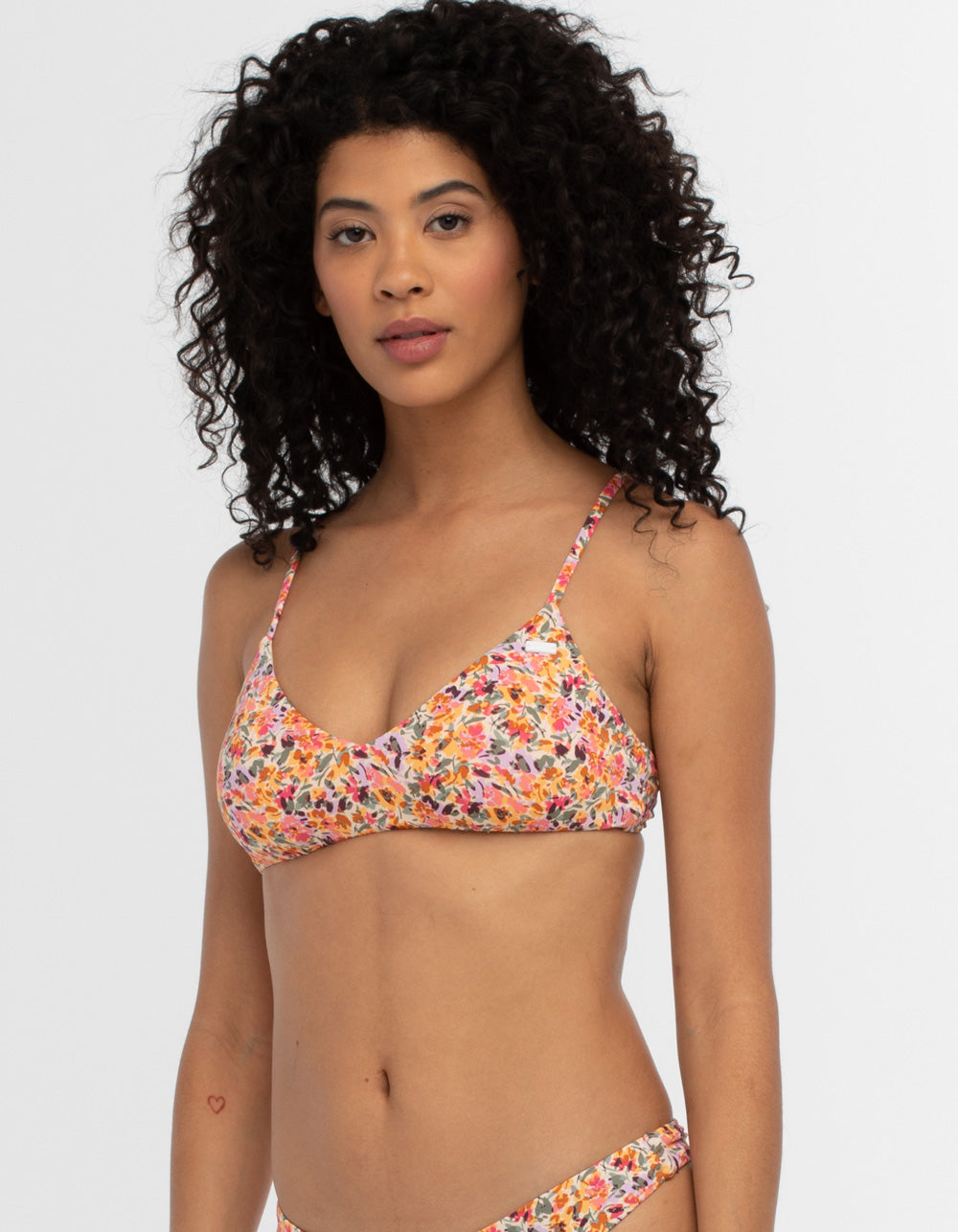 Roxy PASTEL ROSE SWEPT up FLORAL Juniors  Beach Classics Bikini Top  US Large - Bellso