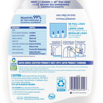 all Sensitive Fresh Liquid Laundry Detergent, Spring Breeze, 166 loads, 250 fl. oz. - Bellso