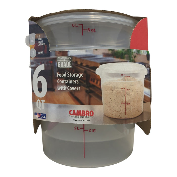 Cambro Round Translucent Food Container With Lid 6 Qt - Bellso