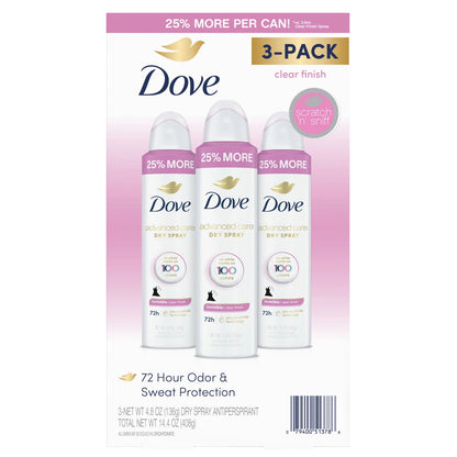 Dove Advanced Care Clear Finish Antiperspirant Spray 4.8 Ounce - Bellso