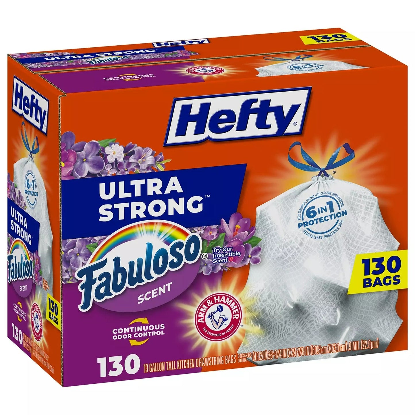 Hefty Ultra Strong 13-Gallon Kitchen Drawstring Trash Bags, Fabuloso Scent
