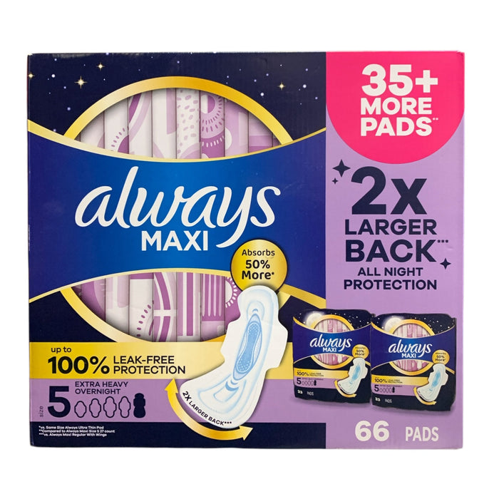 Always Maxi Extra Heavy Overnight Pads With Wings, Size 5