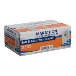 Marathon 2-Ply Dinner Napkin, 17" X 15", White (1200/pk., 12 Pk.) - Bellso