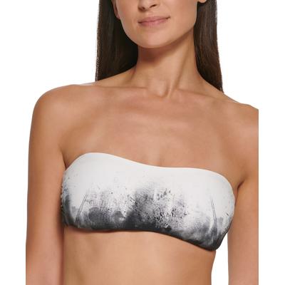 Calvin Klein BLACK/SOFT WHITE MULTI Printed Bandeau Bikini Bra Top  US 2X-Large - Bellso