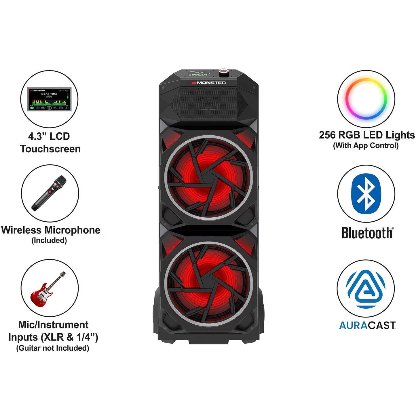 Monster GI30 Pro High Power 2000W Bluetooth Party Speaker with deep bass and RGB LED Lights
