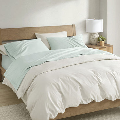 Clean Spaces BCI Cotton Sheet Set with Seafoam Finish