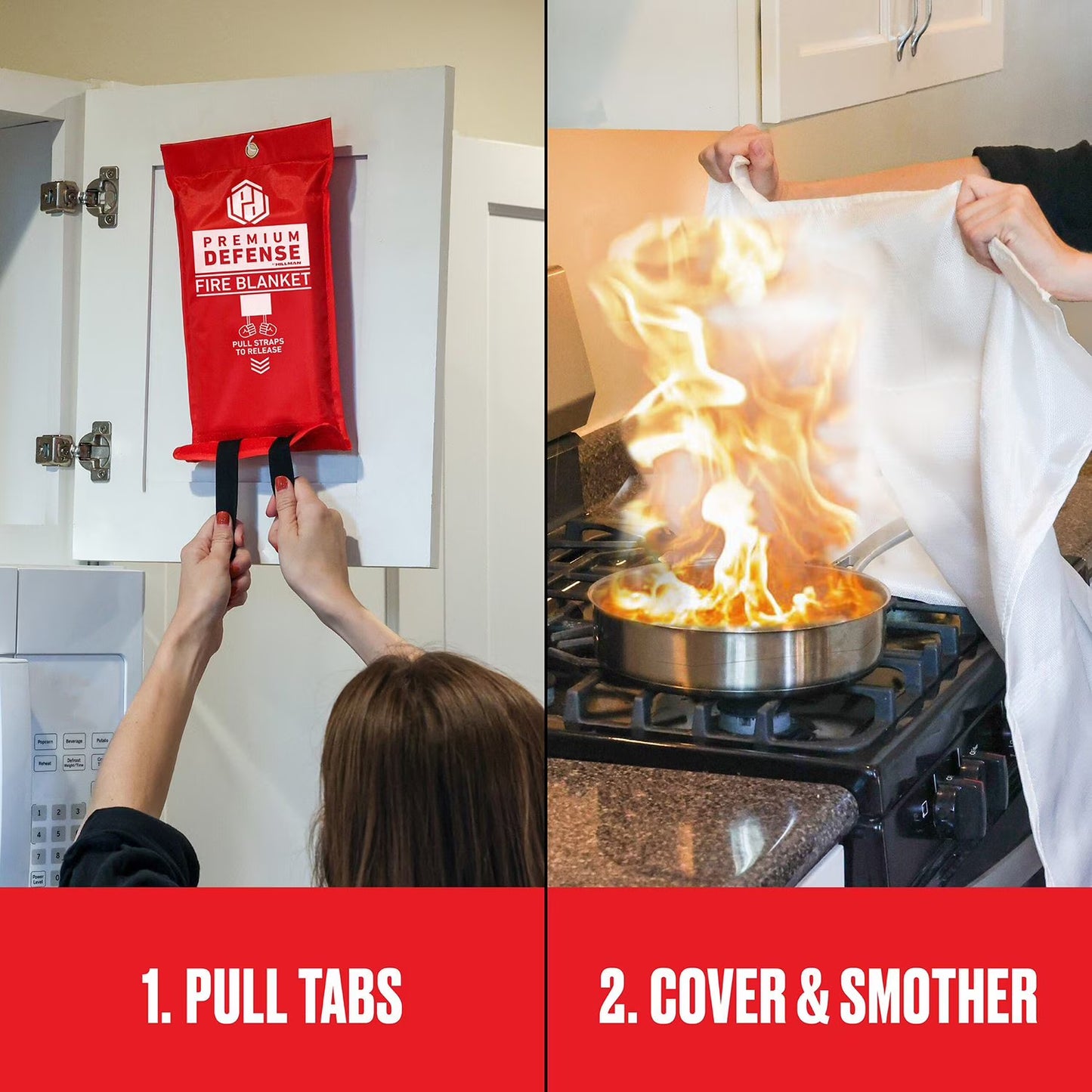 Premium Defense 40  X 40  Emergency Fiberglass Fire Blanket  2 Pack