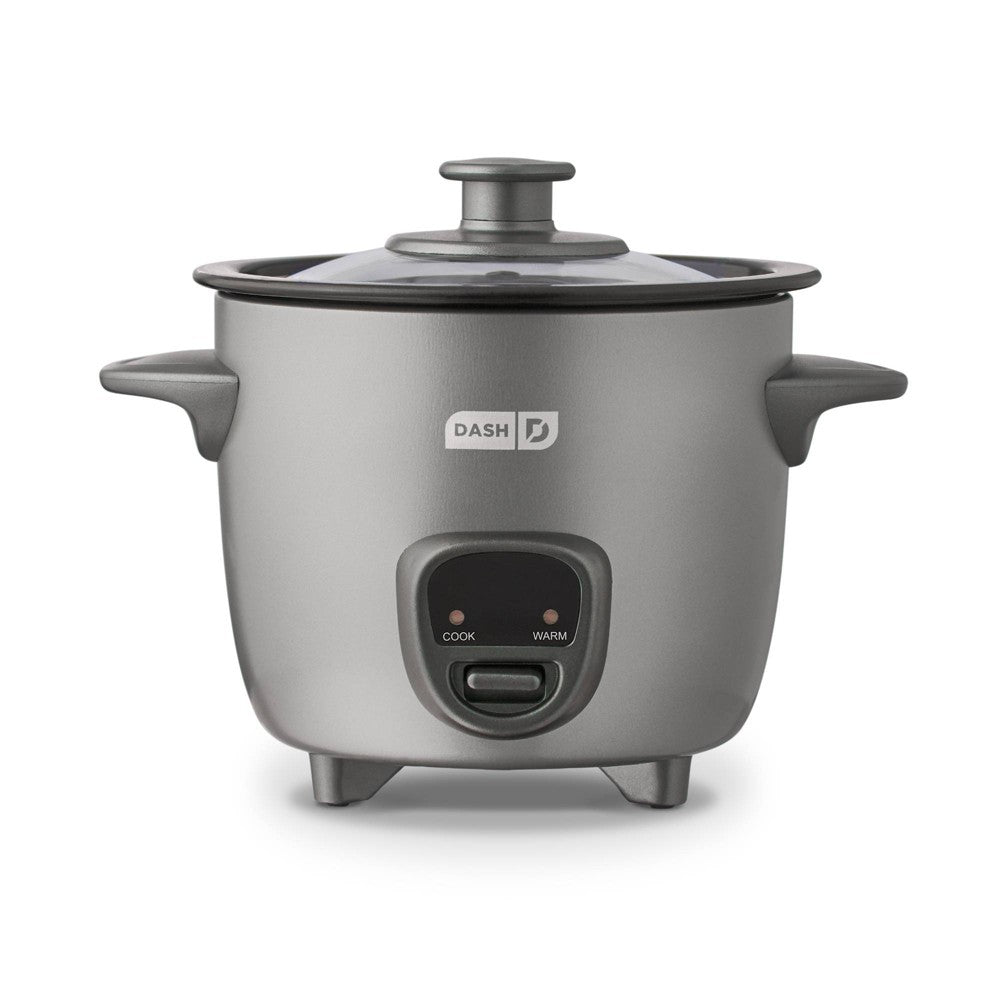 Dash 2-Cup Electric Mini Rice Cooker - Graphite: Small Rice Maker, Automatic Keep Warm, Includes Recipes & Accessories - Bellso