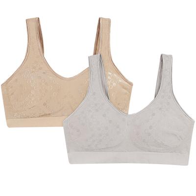 Bali Women S Comfort Revolution Flexible Wireless Shaping Bra  2 Pack (Nude/Grey  L) - Bellso