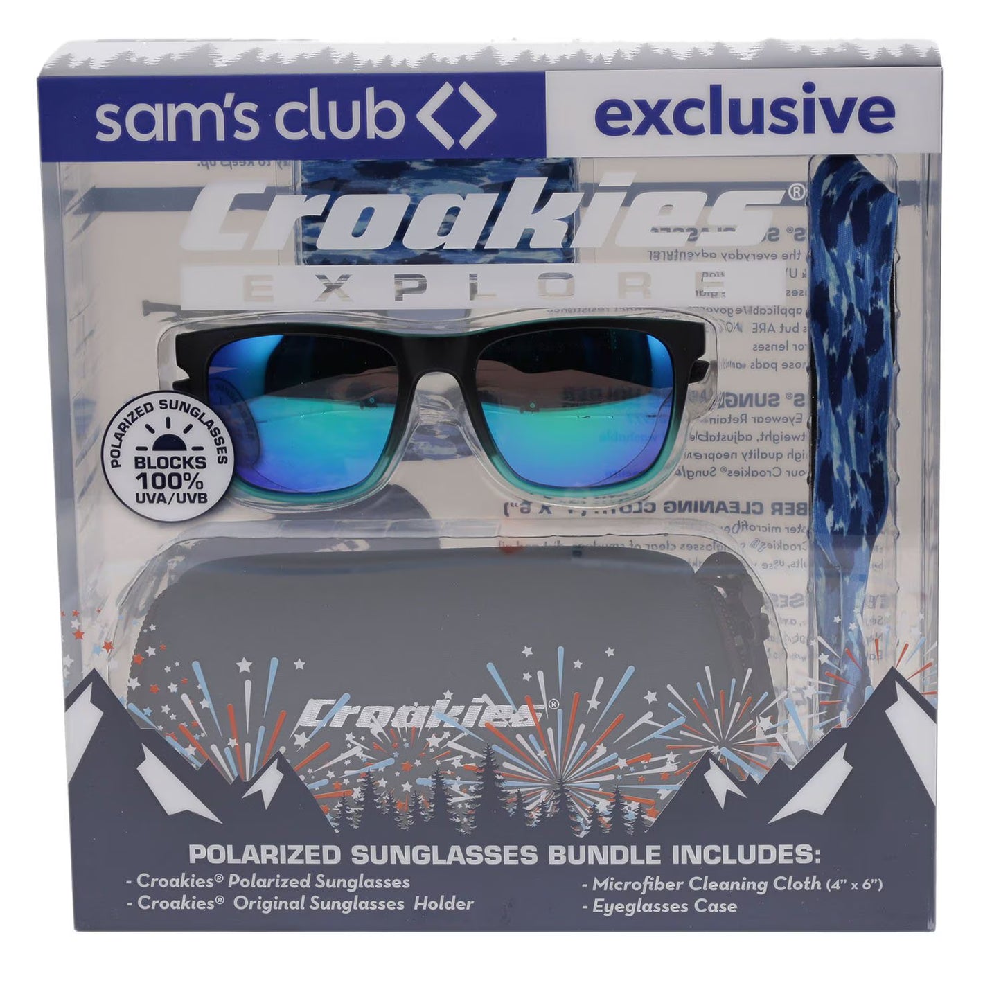Croakies Blue Wayfarer Sunglasses
