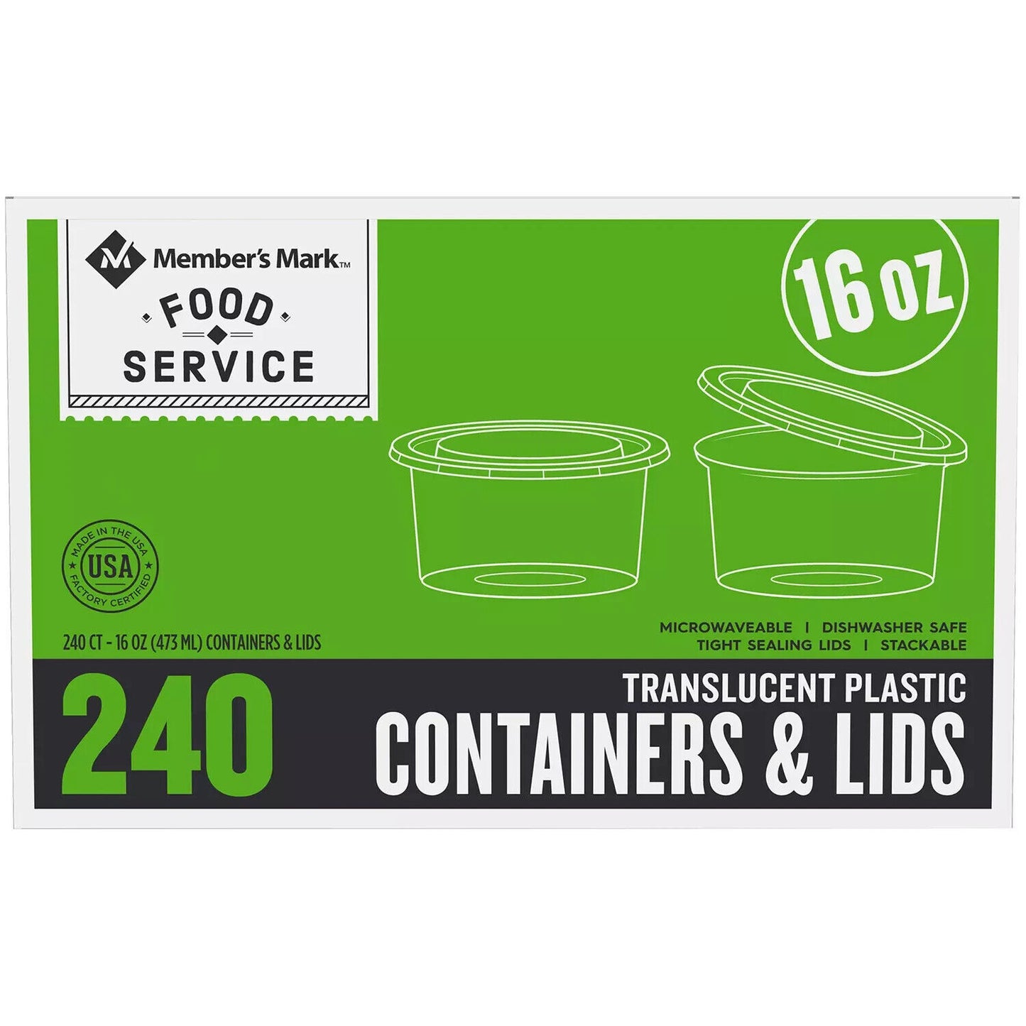 Member's Mark 1-Pint Deli Container with Lid (16 Oz., 240 Ct.) - Bellso