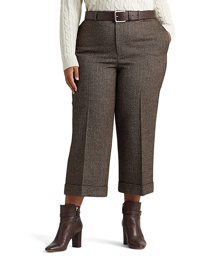 LAUREN Ralph Lauren Plus Size Herringbone Wide Leg Cropped Pants 22W - Bellso