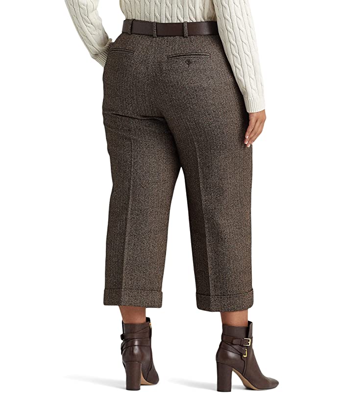 LAUREN Ralph Lauren Plus Size Herringbone Wide Leg Cropped Pants 22W - Bellso