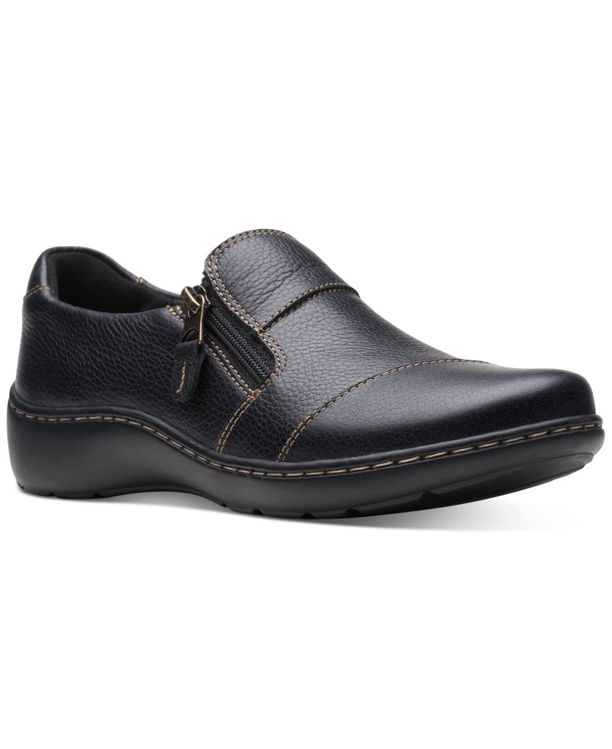 Clarks Women's Cora Harbor Zip Flats - Black Size 9-1/2 W - Bellso