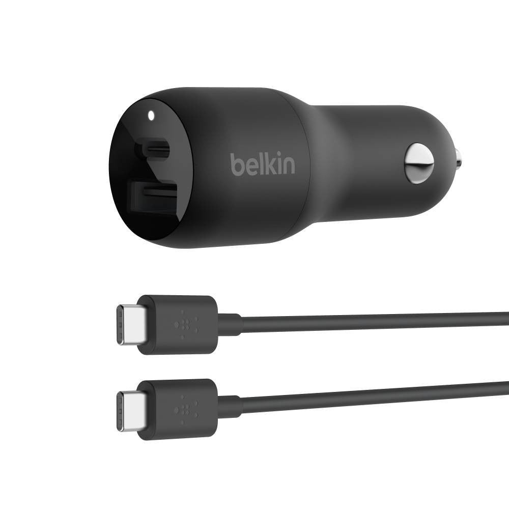 37w USB Pd Car Charger W/ PPS, Bk  W/pvc, C-c, 1m