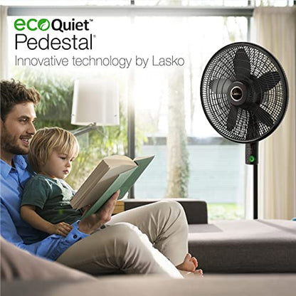 Lasko WhisperForce 18  12 Speed Oscillating Remote Control DC Motor Pedestal Fan  Black  S18708 - Bellso