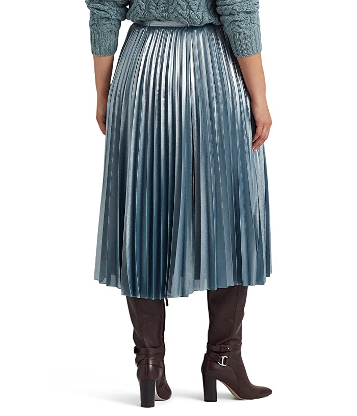 LAUREN Ralph Lauren Plus-Size Pleated Metallic Chiffon Skirt 20W - Bellso