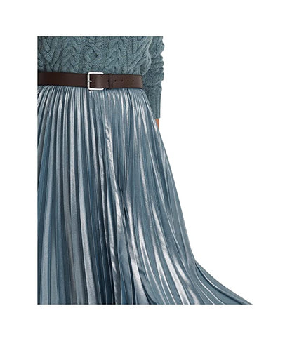LAUREN Ralph Lauren Plus-Size Pleated Metallic Chiffon Skirt 20W - Bellso