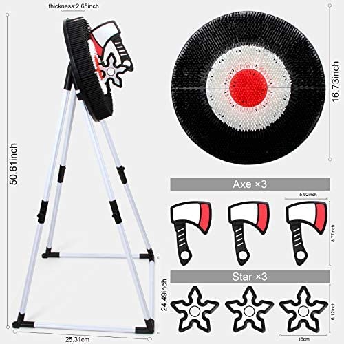 Sharper Image Axe Throwing + Target Set - Indoor & Outdoor Fun Game - Bellso