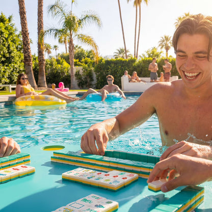 3-in-1 Floating Game Mat: Mahjong, Rummi Cube, and Waterproof Cards