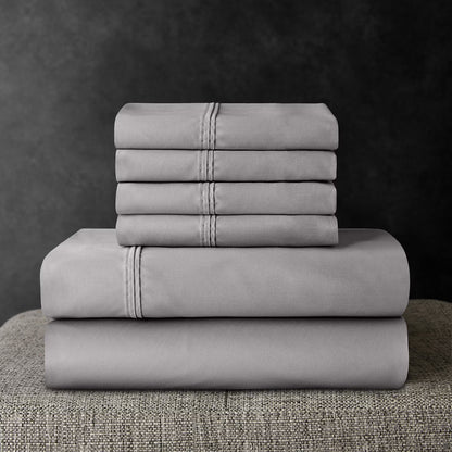 Member's Mark Hotel Egyptian Cotton 6-Piece Solid Sheet Set, 700 Thread Ct Queen