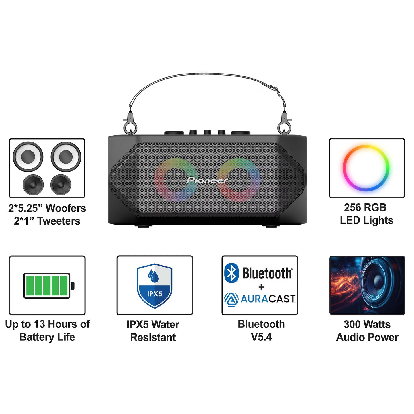 Pioneer Portable Bluetooth Boombox Party Speaker