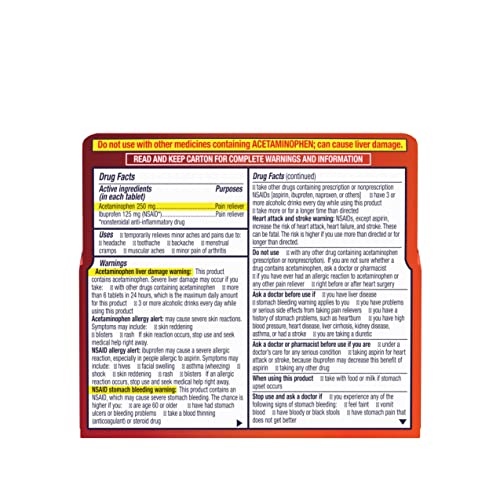 Motrin Acetaminophen Dual Action with Tylenol Pain Reliever - 20ct - Bellso