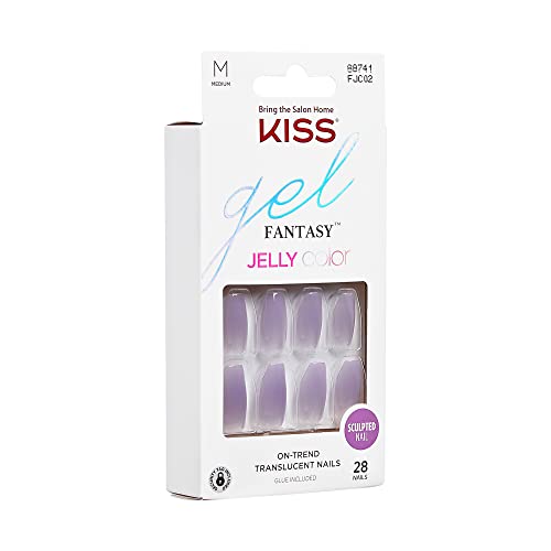 KISS Gel Fantasy Jelly Color Sculpted Fake Nails, Quince Jelly, 28 Count - Bellso