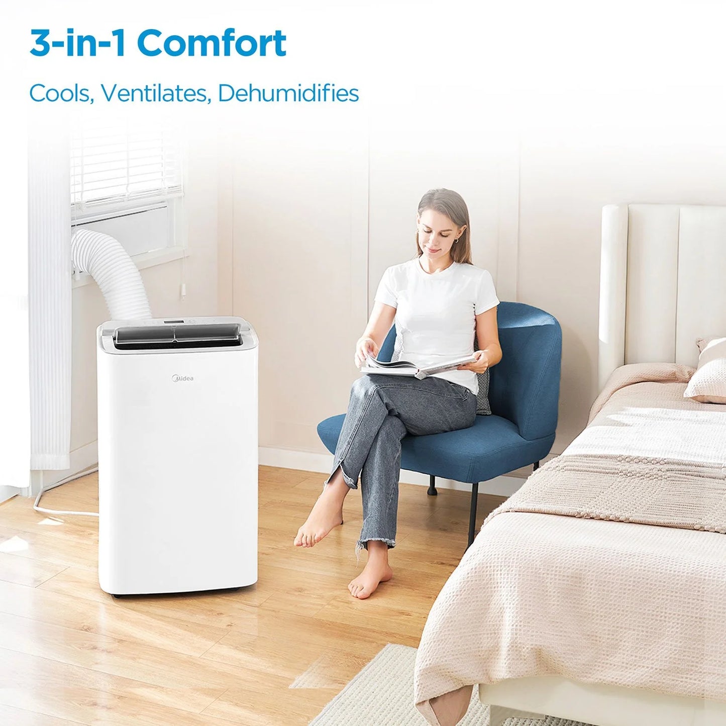 Midea MAP08S1XWTS 8,000 BTU DOE/12,000 BTU Ashrae Smartcool Portable AC - Bellso