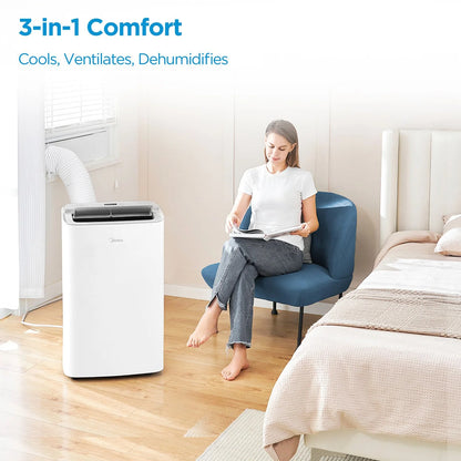 Midea MAP08S1XWTS 8,000 BTU DOE/12,000 BTU Ashrae Smartcool Portable AC - Bellso