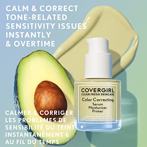 COVERGIRL Clean Fresh Skincare Color Correcting Serum Moisturizer Primer with Niacinamide, Ceramide Complex and TRUCLEAN Avocado 30.0 ML BROWN - Bellso