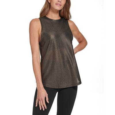 Dkny Sport Women S Honeycomb Mesh Sleeveless Top - Black/gold Size XL - Bellso