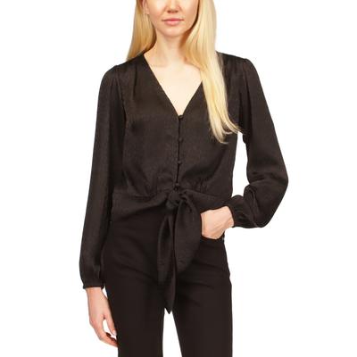 Michael Michael Kors Womens Black Long Sleeve V Neck Cocktail Button up Top Xs - All - Bellso