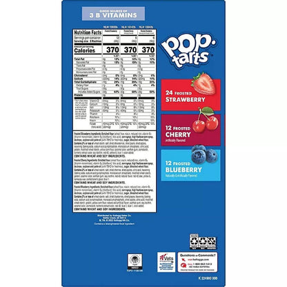 Kellogg's Pop-Tarts Variety Pack Strawberry Cherry and Blueberry (48 Count) 48 Ct