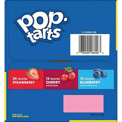 Kellogg's Pop-Tarts Variety Pack Strawberry Cherry and Blueberry (48 Count) 48 Ct