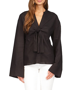 Michael Michael Kors Women's Tied Kimono-Sleeve Blouse S, Black - All - Bellso