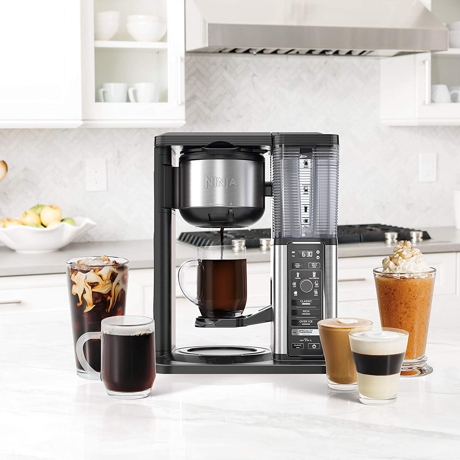 Ninja CM405A Specialty Coffee Maker with Fold-Away Frother and Glass Carafe  Black - Bellso