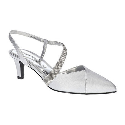 Easy Street Women's Emerald Slingback Pumps - Silver Satin Size 10 WW - Bellso