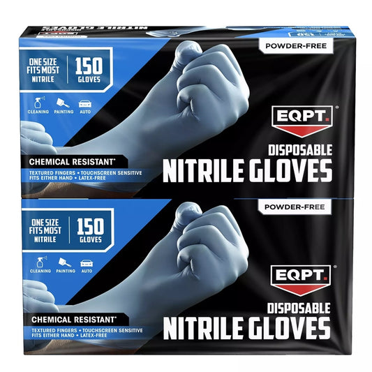 EQPT Industrial Powder-Free Nitrile Gloves Blue 150 Count (2 Pack) - Bellso