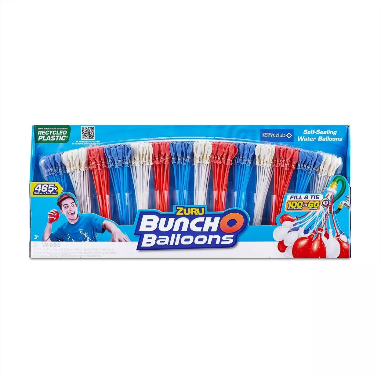 Bunch O Balloons 465 Rapid-Fill Self-Tying Recyclable Water Balloons - R/W/B - Bellso