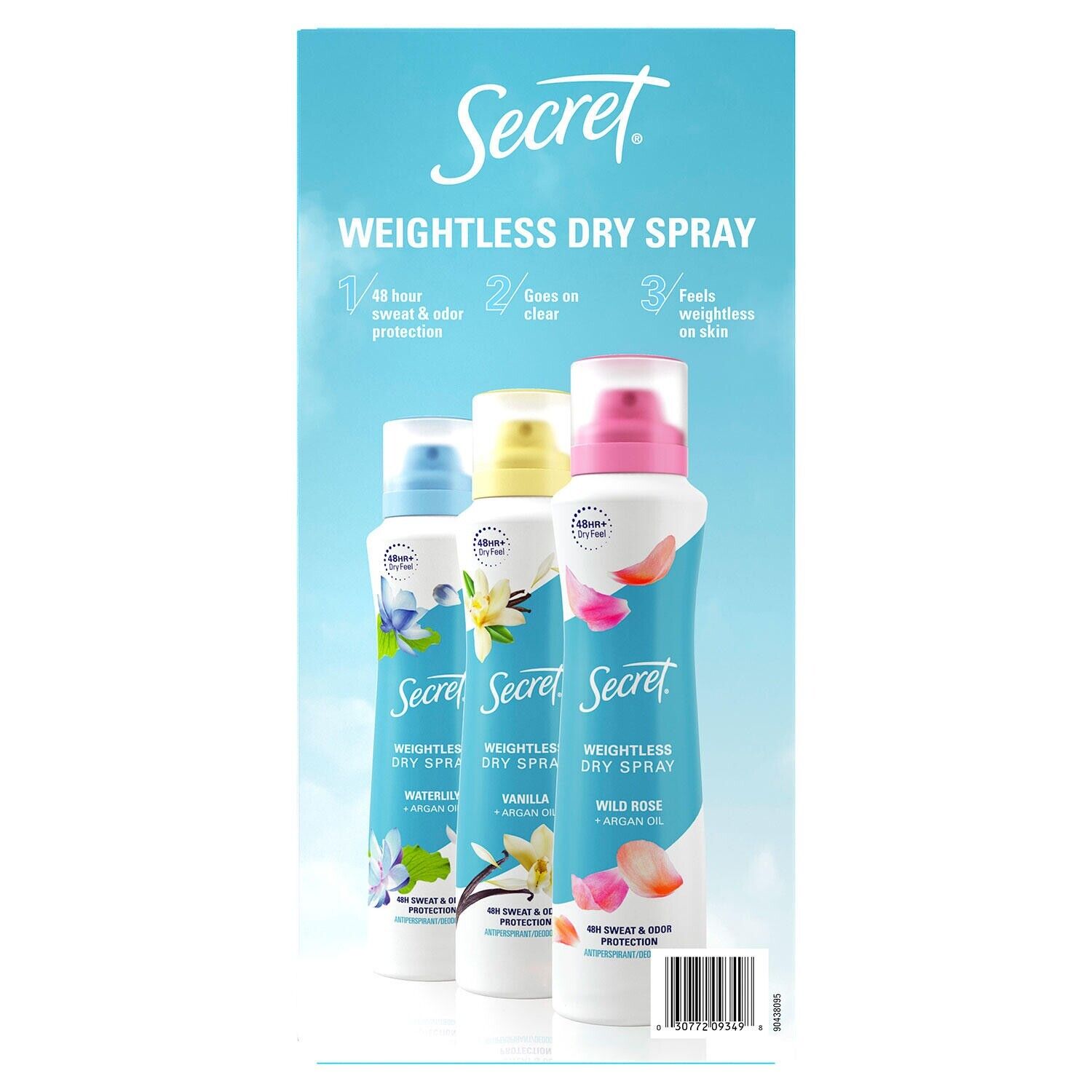 Secret Dry Spray Antiperspirant Deodorant for Women  Vanilla  Wild Rose and Waterlily (4.1 Oz.  3 Pk.) - Bellso