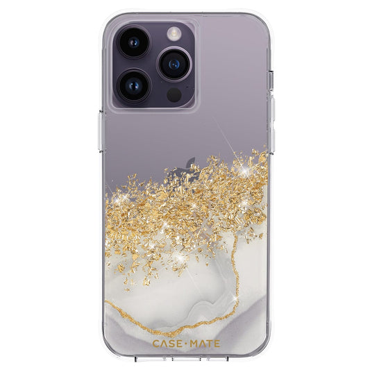 Case-Mate Apple iPhone 14 Pro Max Case- White/Gold Karat Marble