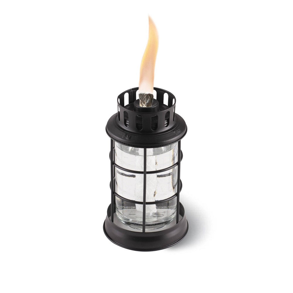 TIKI Table Top Round Lantern: Outdoor Glass Oil Lamp, Fiberglass Wick, No Assembly Required - Bellso