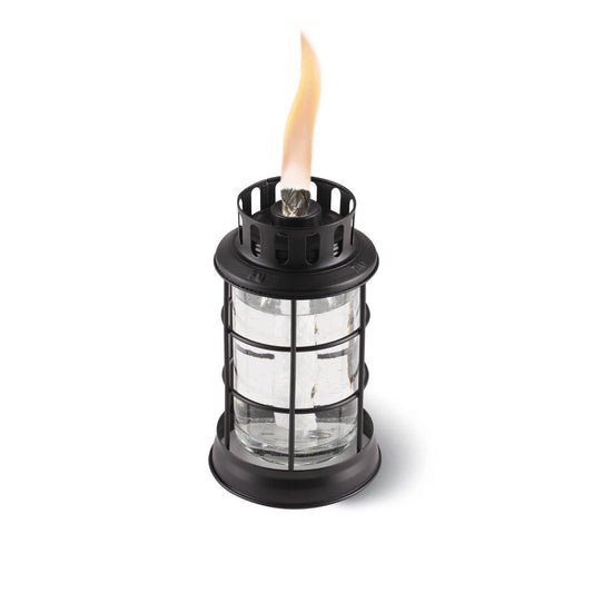 TIKI Table Top Round Lantern: Outdoor Glass Oil Lamp, Fiberglass Wick, No Assembly Required - Bellso