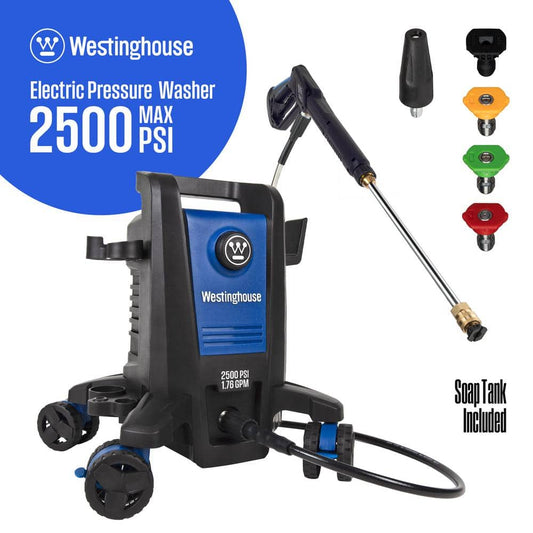 2500 PSI 1.76 GPM Electric Powered Pressure Washer with Anti-Tipping Technology and 5 Quick Connect Tips