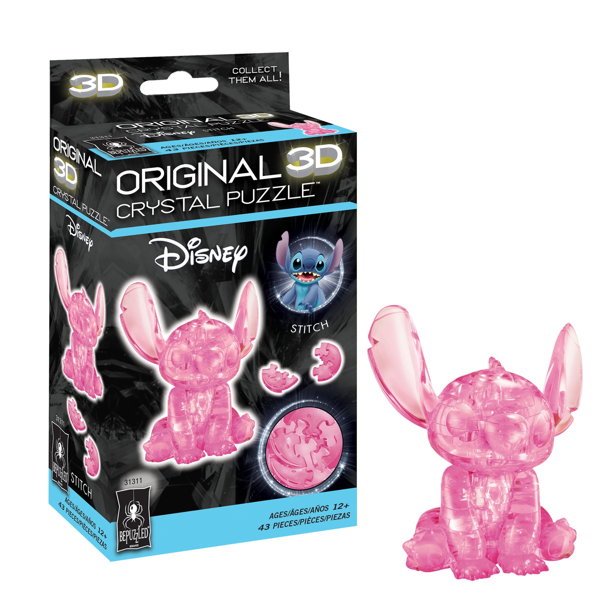 Bepuzzled 3D Crystal Puzzle Disney Stitch, 43 Pieces - Bellso